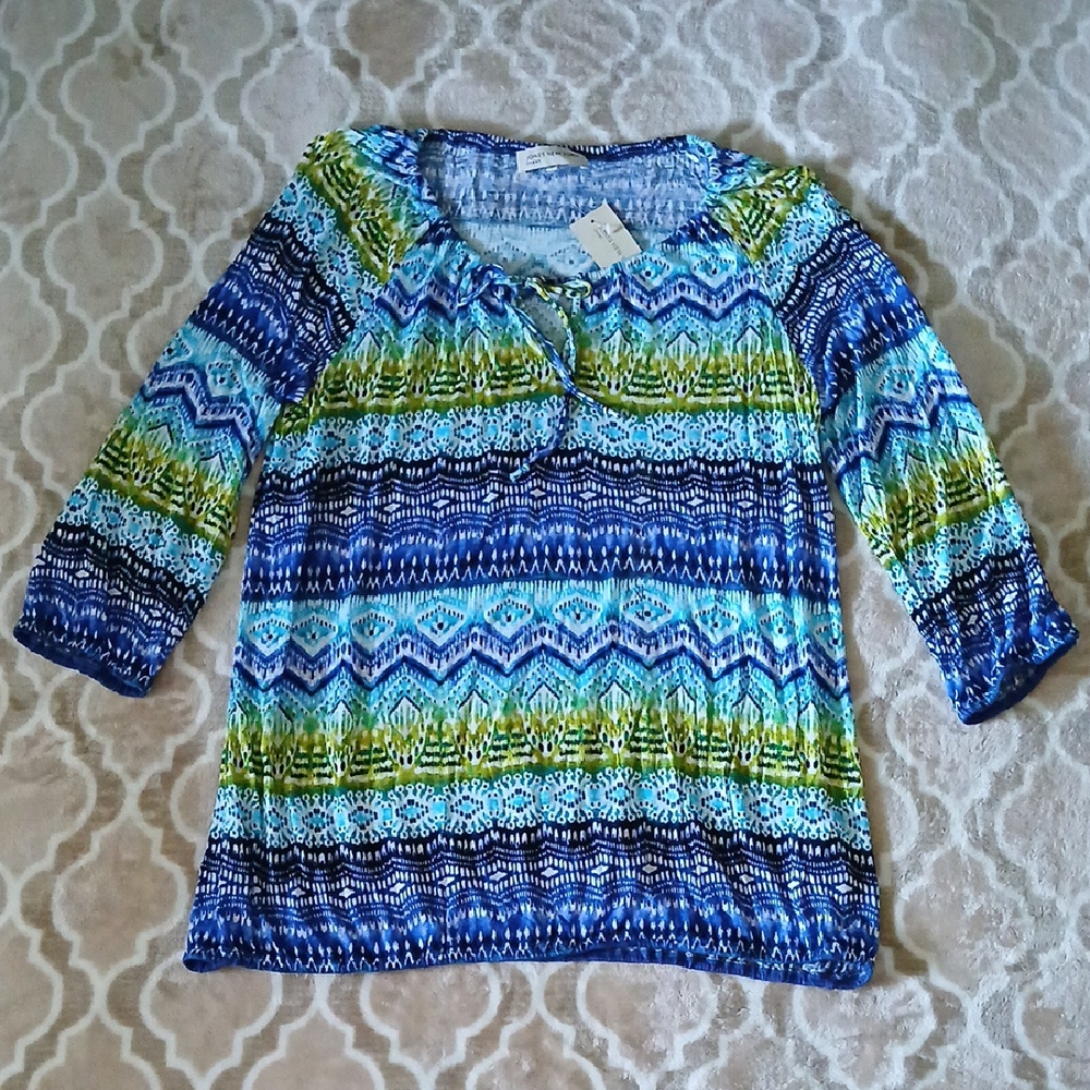 Jones New York Sport 3/4 Sleeve Peasant Top, Size XL, NWT